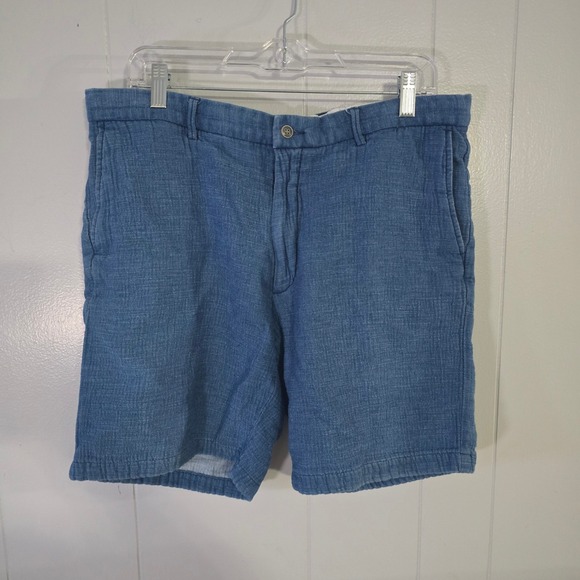 Peter Millar Other - Peter Millar Mens 36 Shorts Blue Flat Front Chino Golf Linen Performance Texture